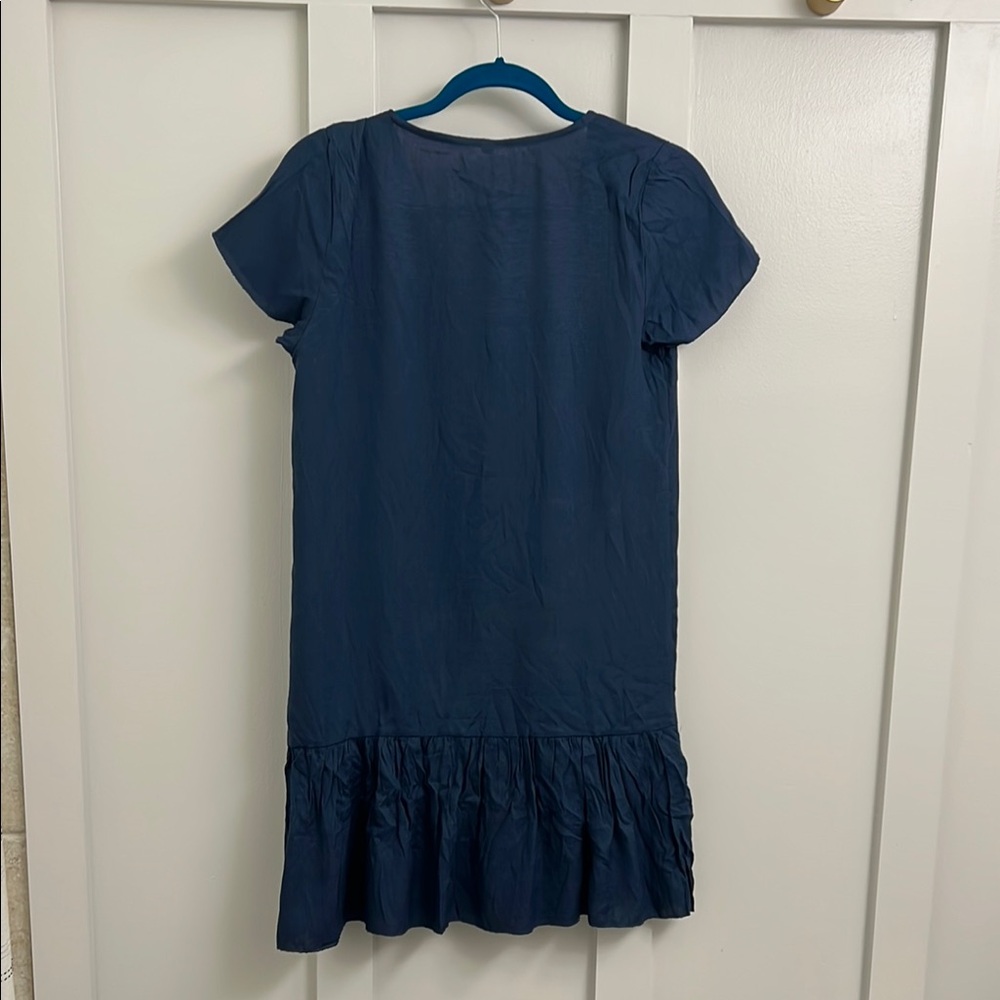 Blue Ruffled Buttoned Mini Sundress - Picture 3 of 8